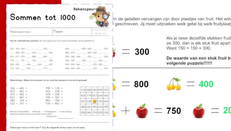 Rekenspeurneus – Sommen tot 1000