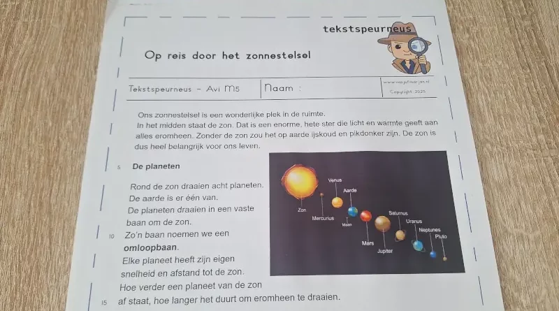 Tekstspeurneus - Zonnestelsel