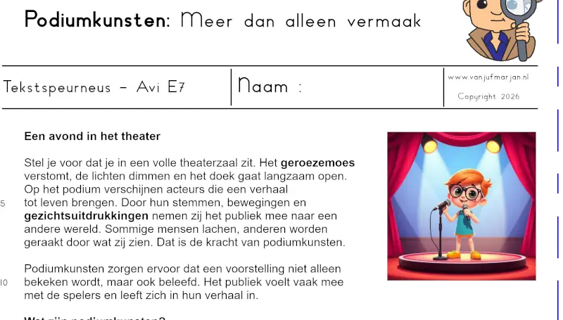 Tekstspeurneus Podiumkunsten
