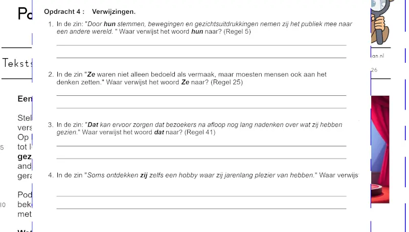 Tekstspeurneus Podiumkunsten